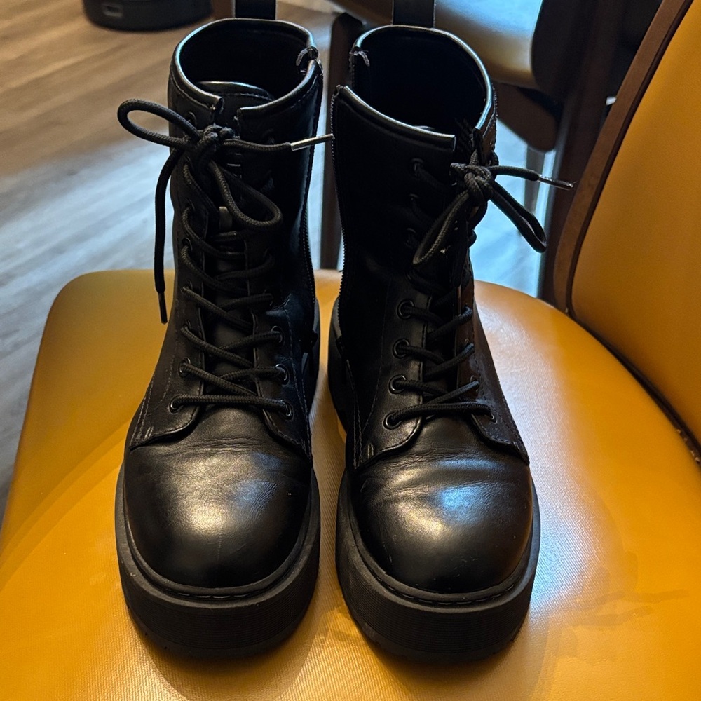 Black Platform Combat Boots
